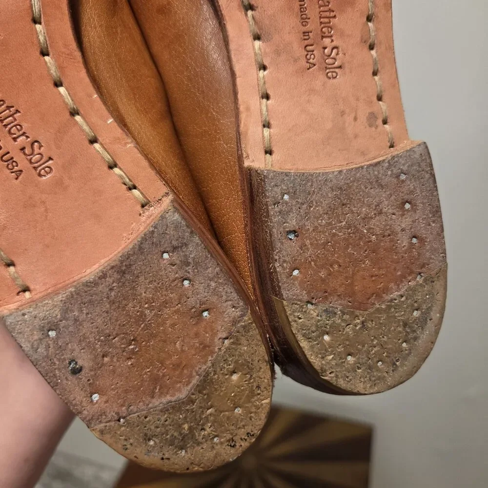 True Vintage Dexter USA Leather Loafers Moccasin US 7.5 Woven Brown 70s 80s Boho